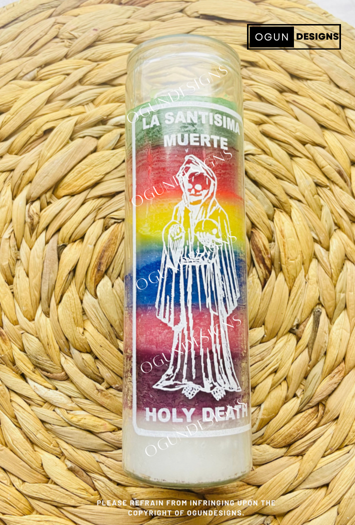 Holy Death Glass Candle, Protection Candles, Altar, Offering, Santa Muerte Velas