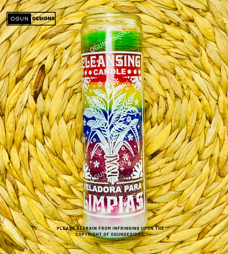 7 Color Cleansing Candle, Cleanse Witchcraft and Evil Energy, 7 colores Vela De Limpia, Limpia Brujeria, Mala Energia