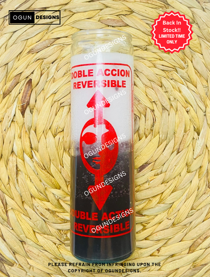 Double Action Reversible White & Black Glass Candles, Reversible Candle, Velas de Vidrio Reversibles, Vela Reversible, Brujería Limpia