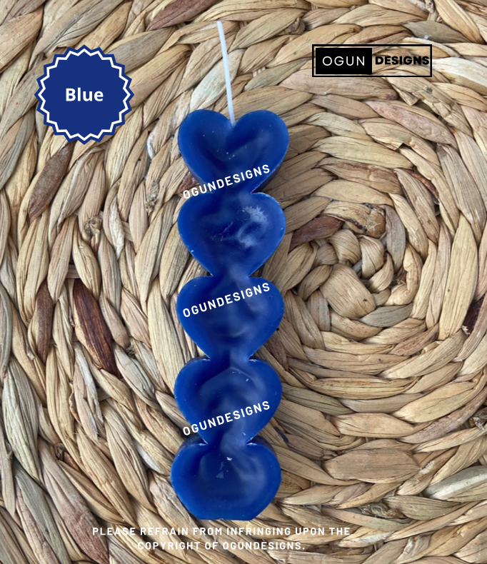 Blue Heart Candles, Blue Candles, Heart Candles, Velas de Corazón Azul, Velas Azul, Velas de Corazón