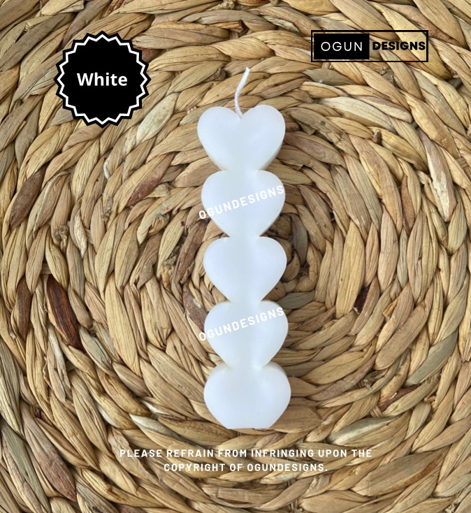 White Heart Candles, White Candles, Heart Candles, Velas de Corazón Blanco, Velas Blancos, Velas de Corazón