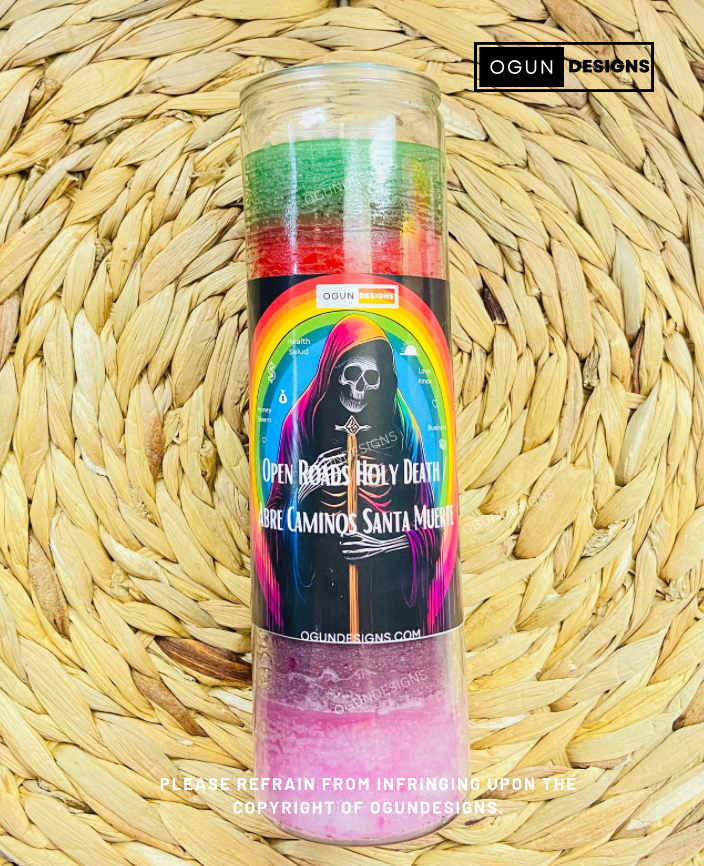 OgunDesigns Holy Death Open Roads Candles, Altar protection candles, Santa Muerte Vela Abre Camino, Velas de protección, Velas de Altar