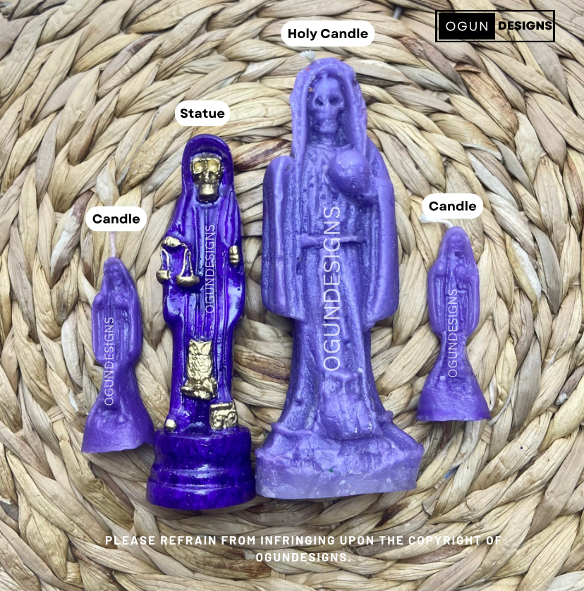 Holy Death 5" Inches Tall, Holy Death Statue & Candle Starter Kit, Protection statue, Santa Muerte 5 pulgadas, Estatua de la Santa Muerte y kit