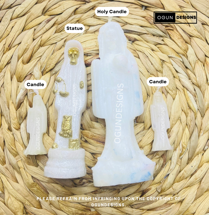 Holy Death 5" Inches Tall, Holy Death Statue & Candle Starter Kit, Protection statue, Santa Muerte 5 pulgadas, Estatua de la Santa Muerte y kit