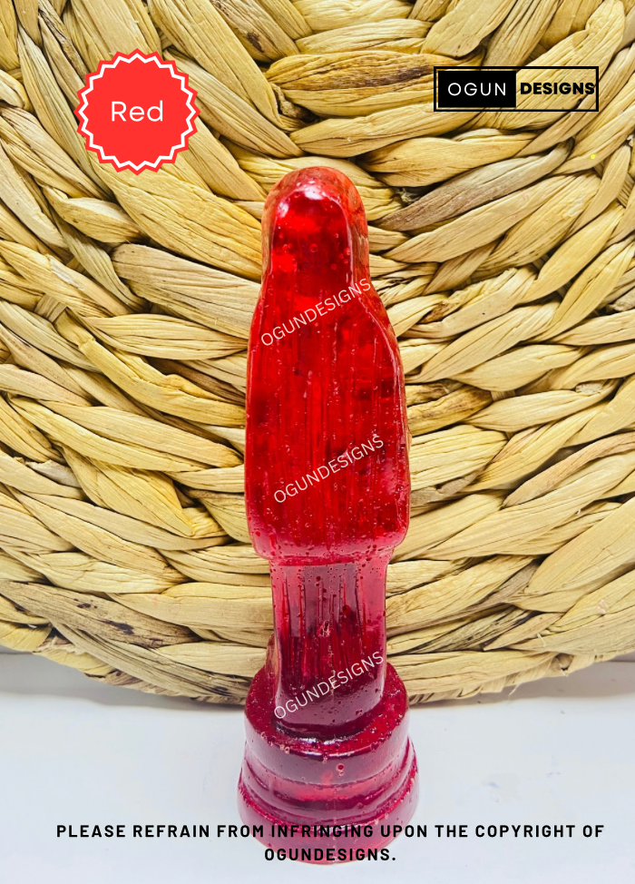Our Mother Holy Death 5" Inches Tall, Clear Red Holy Death Statue, Altar and protection statue/Nuestra Señora Santa Muerte 5" Pulgadas Alto