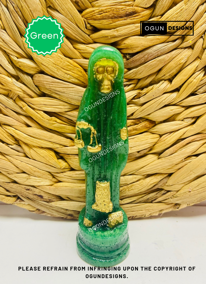 Our Mother Holy Death 5" Inches Tall, Green Holy Death Statue, Altar and protection statue/Nuestra Señora Santa Muerte 5" Pulgadas Alto