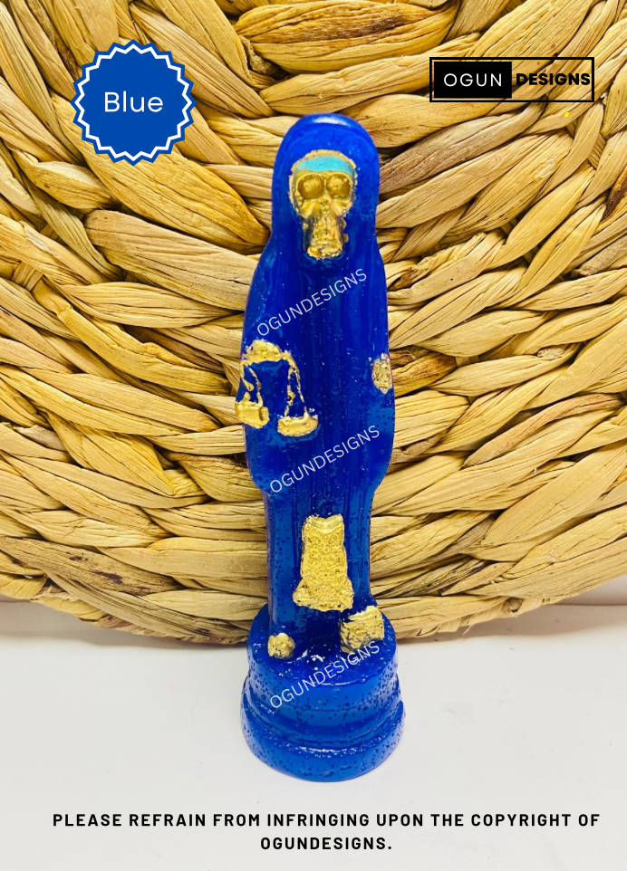 Our Mother Holy Death 5" Inches Tall, Blue Holy Death Statue, Altar and protection statue/Nuestra Señora Santa Muerte 5" Pulgadas Alto