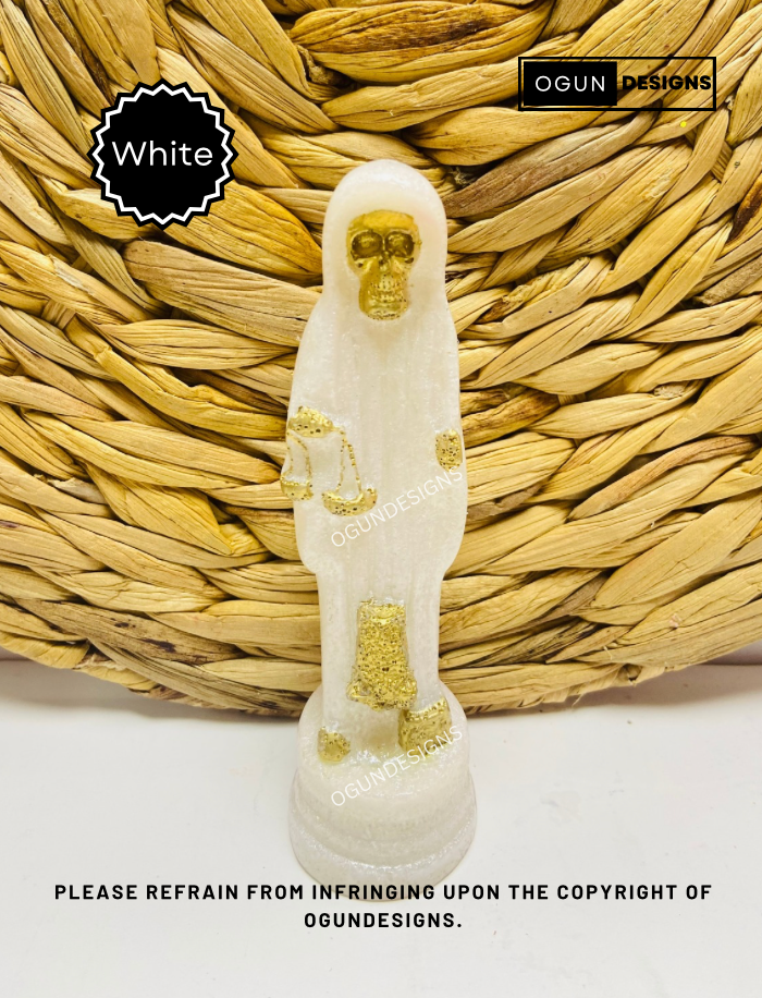 Our Mother Holy Death 5" Inches Tall, White Holy Death Statue, Altar and protection statue/Nuestra Señora Santa Muerte 5" Pulgadas Alto