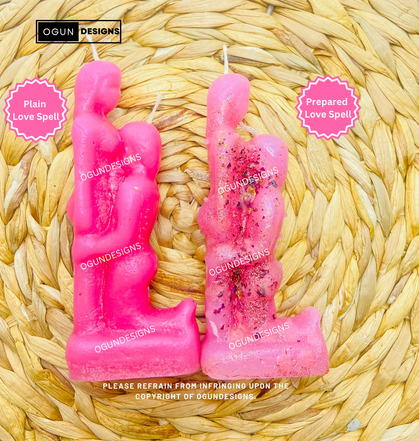 Love candles, couple candles set, love spell, Attraction, Think of me, Velas de amor, Juego de velas de pareja, Hechizo de amor, Atracción