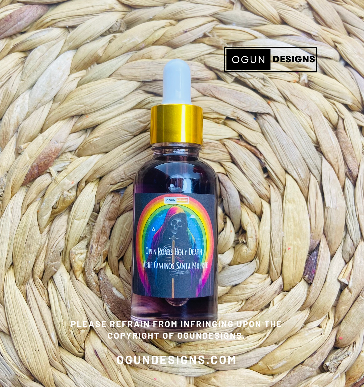 Open Roads Holy Death Oil, Aceite de la Santa Muerte Abre Camino, Open Roads Oil, Abre Camino, Goodluck and Prosperity,Abundance and Success