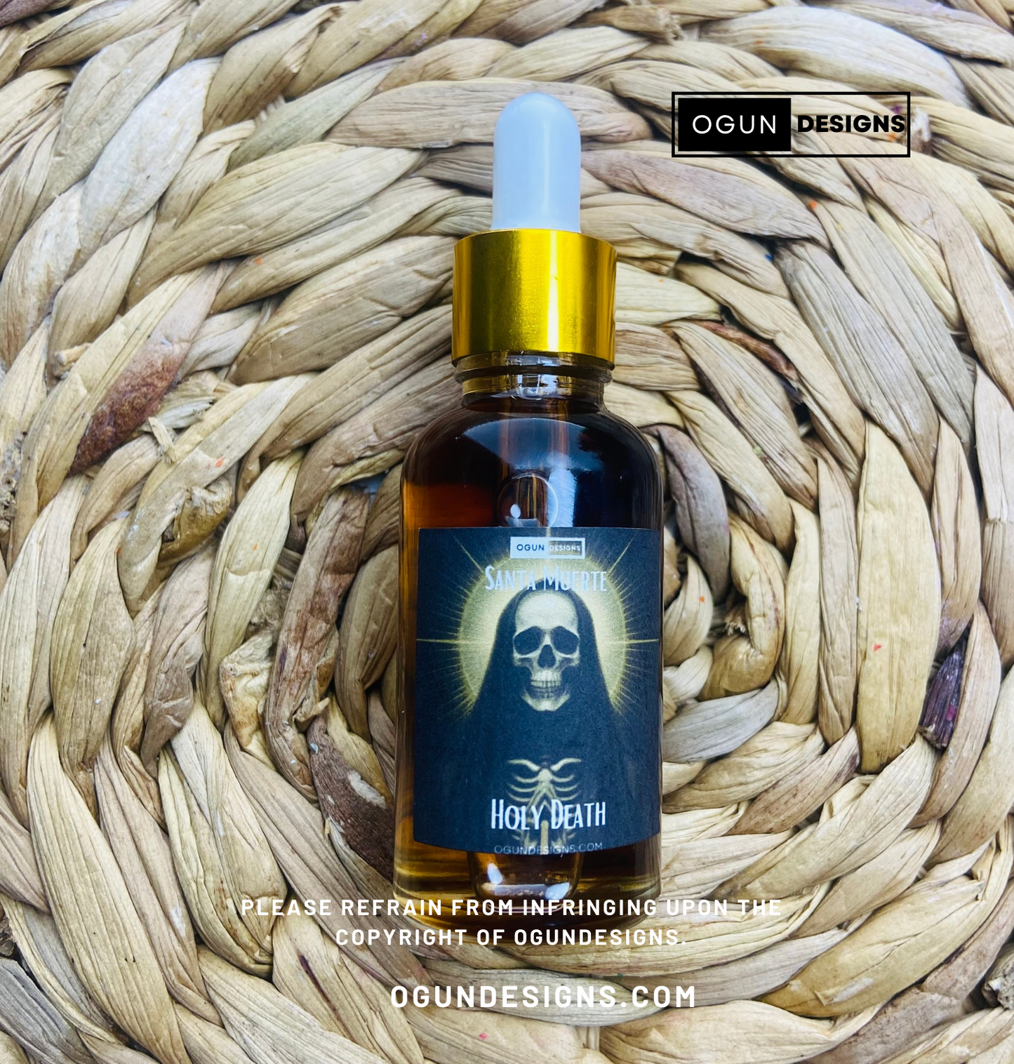 Holy Death Oil, Aciete de La Santa Muerte, Cleansing protection oil, Aceite de limpia y proteccion contra la brujeria