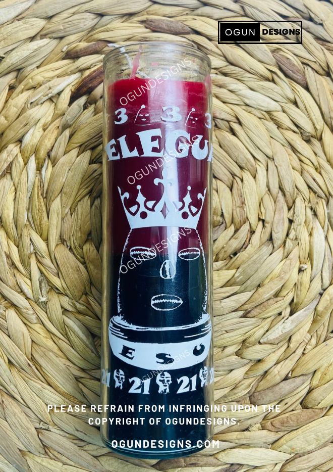 Elegua Glass Candle, Vela De Vidrio De Elegua