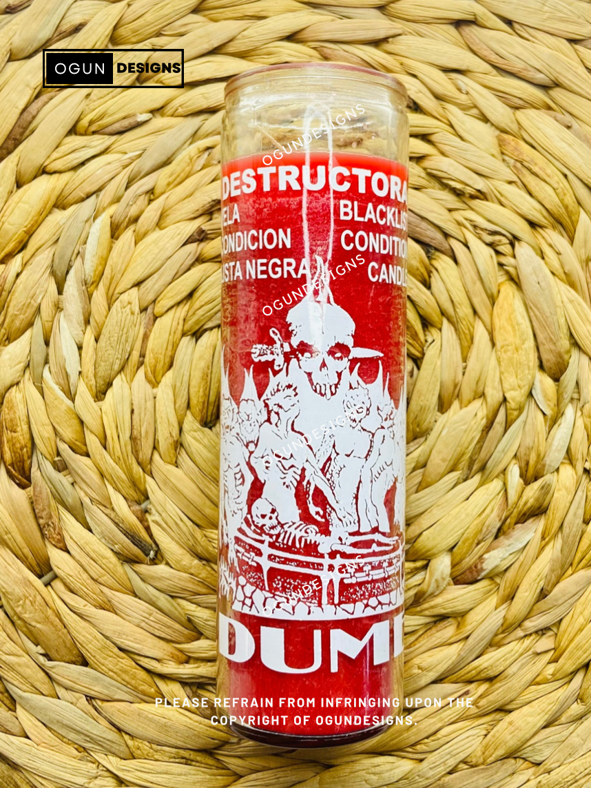 Dume Destruction Candle, Red Dume Candle, Vela De Destruccion Rojo