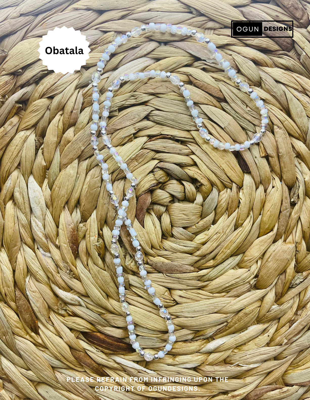 Obatala Necklace, Orisha Santeria Eleke Necklace, Collar De Obatala De Proteccion