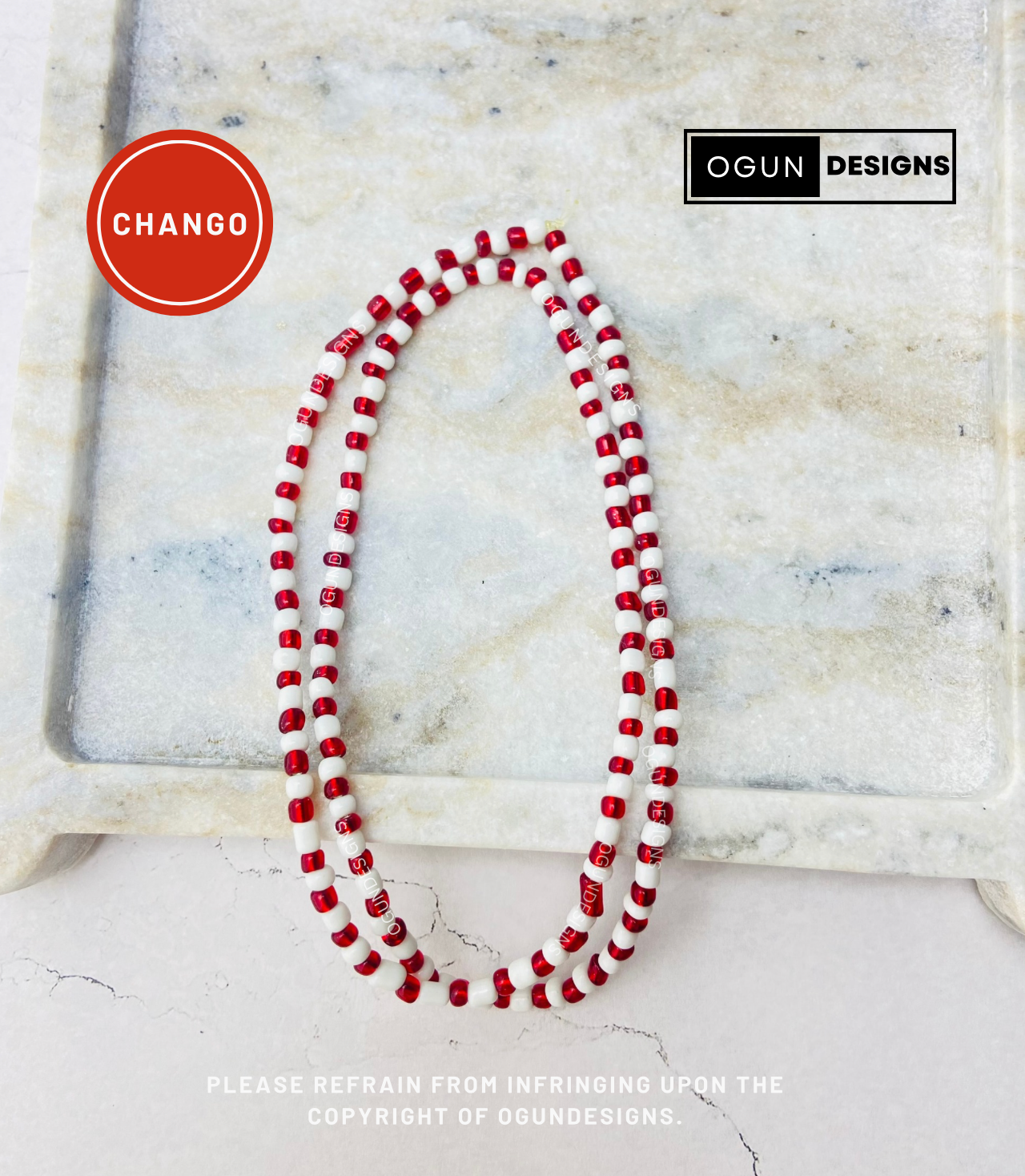 Change Orisha Santeria Yoruba Protection Necklace, Chango Eleke Necklace, Collar De Chango