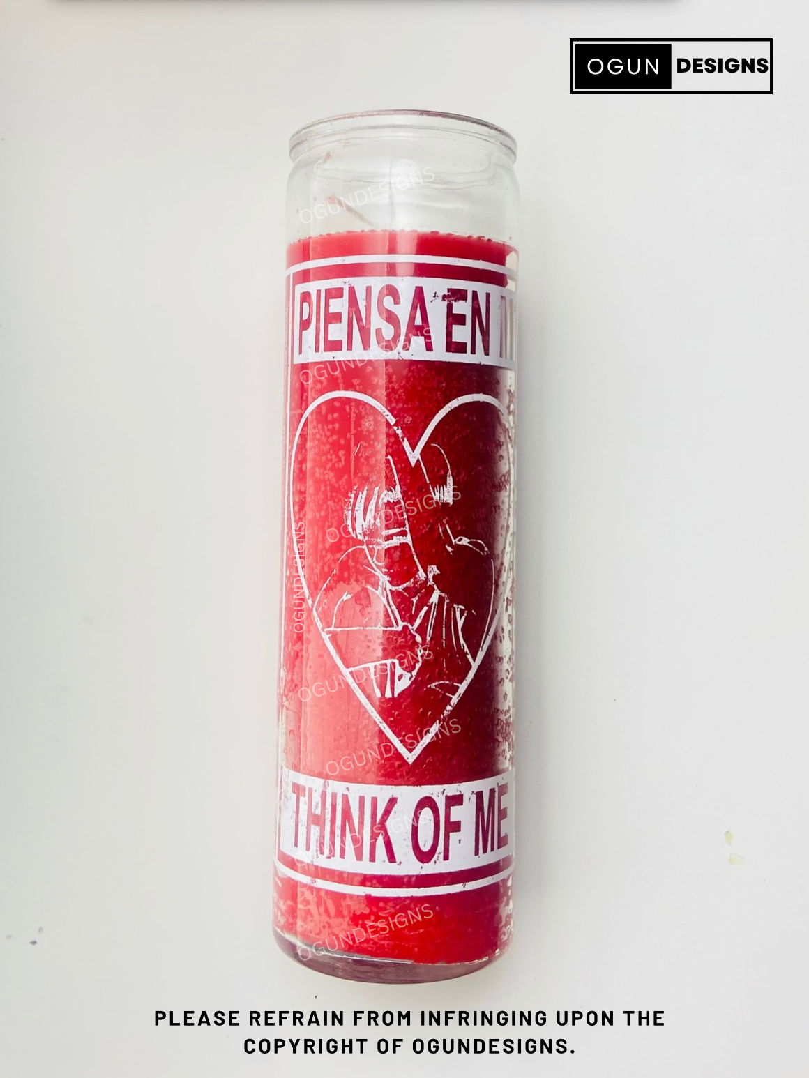 Think of Me Glass Candle, Piensa en Mi Vela de Vidrio, Love Candle, Vela de Amor