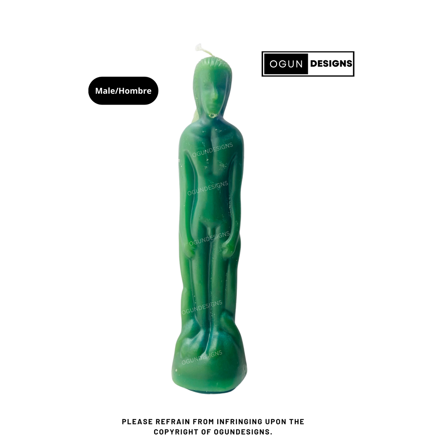 Green Male Image Candle, Male Figure Candle, Vela con imagen de hombre Verde, Vela figura De Hombre