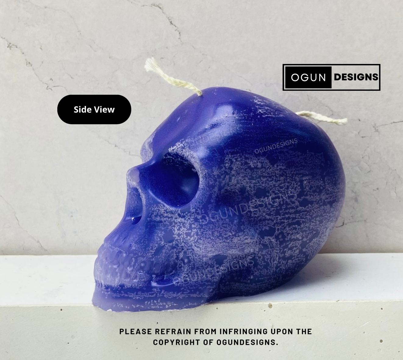 Purple Skull Candle, Skull Candles, Vela de calavera Morado, Velas de Calavera