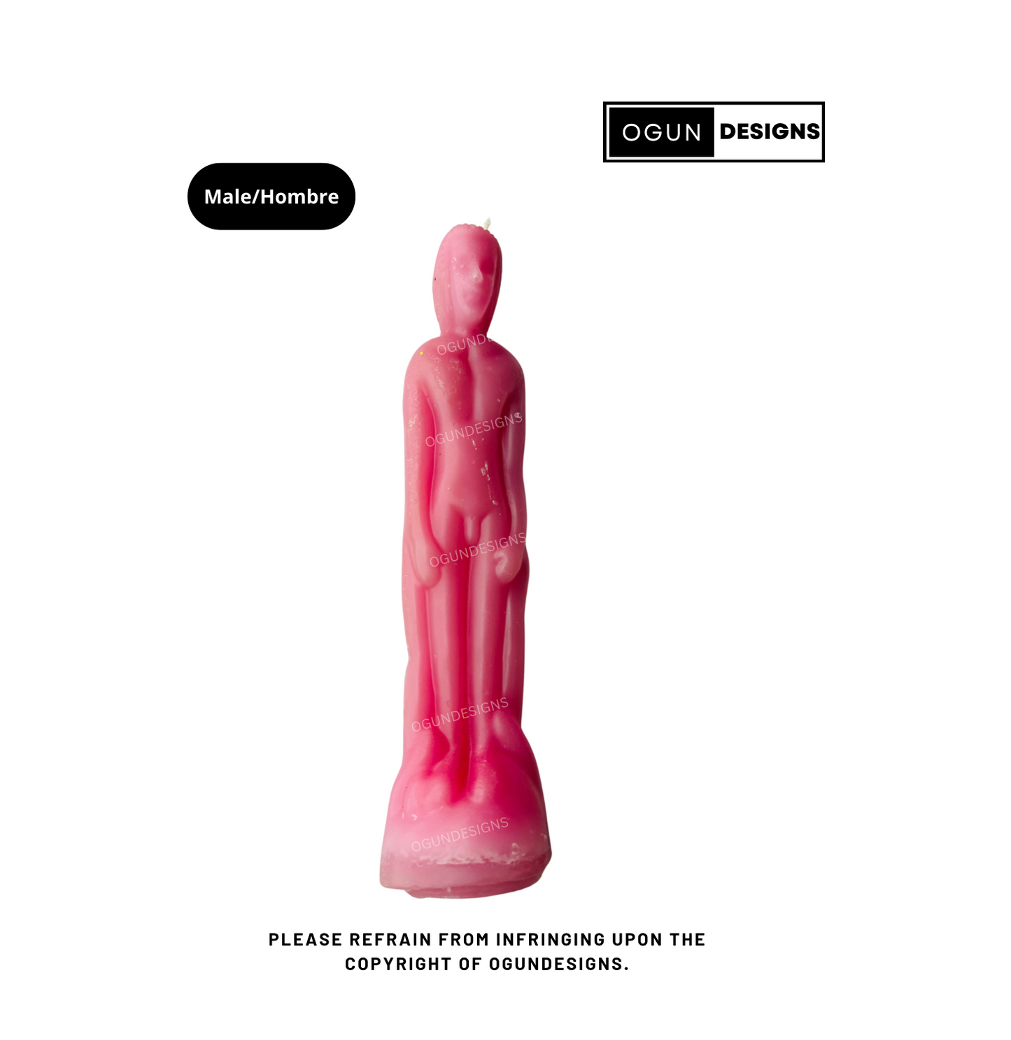 Pink Male Ritual Image Candle, Male Figure Candle, Vela con imagen de hombre Rosa, Vela figura De Hombre Ritual