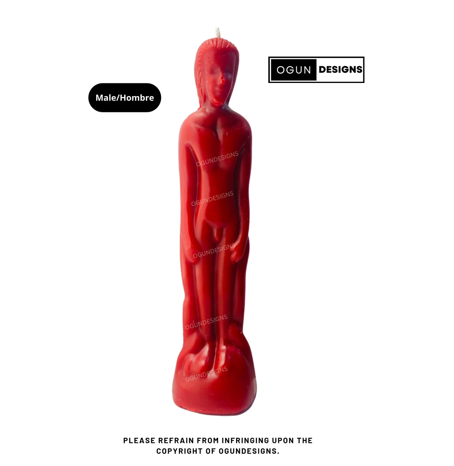 Red Male Image Candle, Male Figure Candle, Vela con imagen de hombre Rojo, Vela figura De Hombre