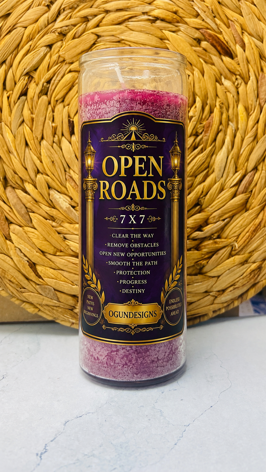 Open Roads 7x7 Glass Candle, Open Roads Candle, Vela de cristal de Abre Camino 7 contra 7