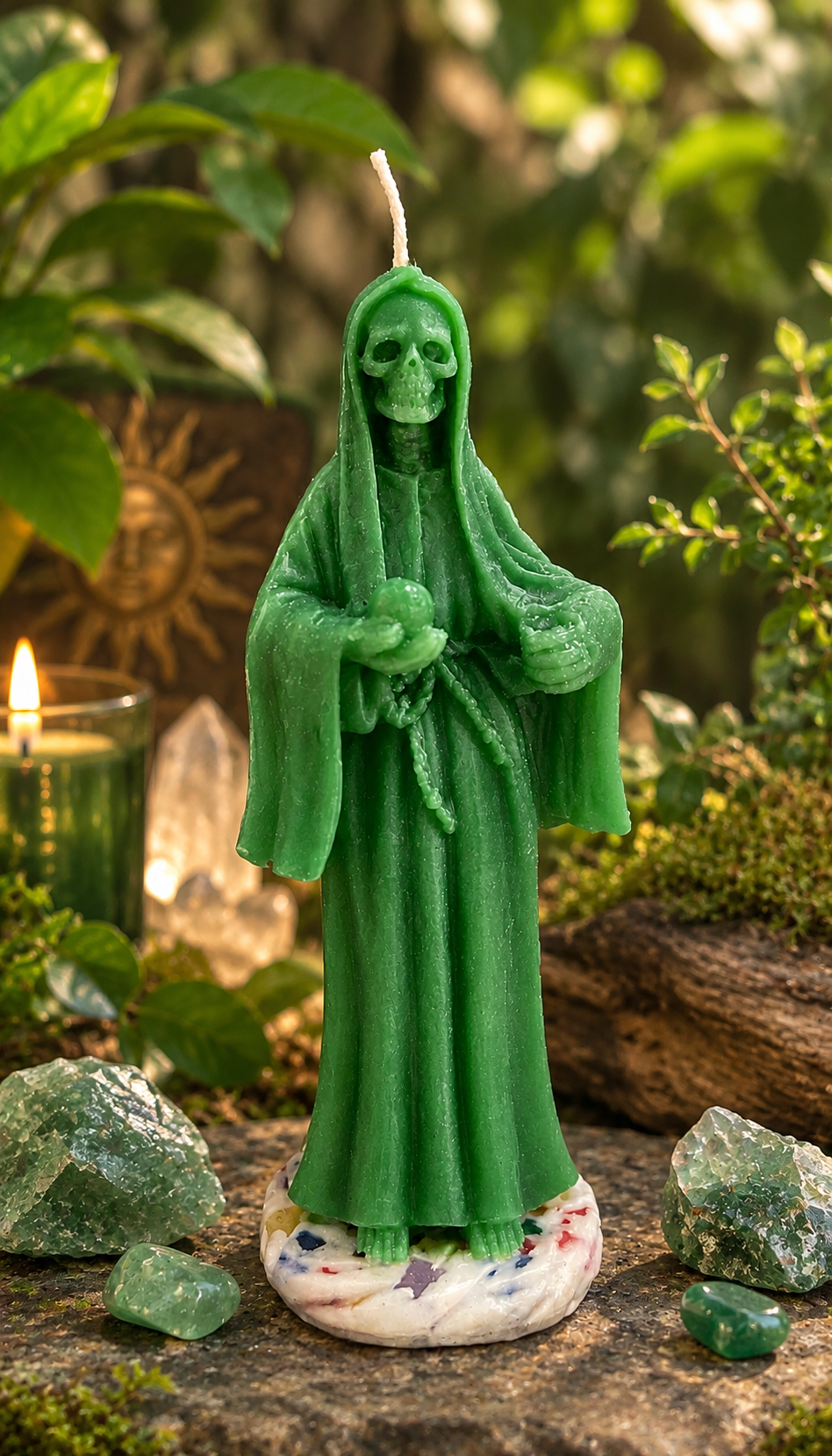 Holy Death Green Figure Candle, Vela de La Santa Muerte de Figura 8.5" Inch