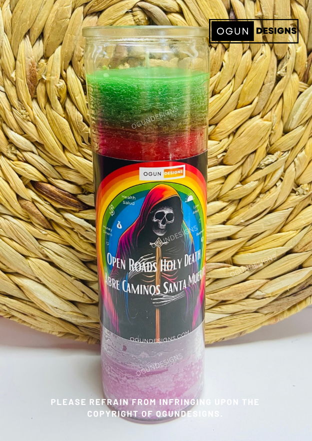 OgunDesigns Holy Death Open Roads Candles, Altar protection candles, Santa Muerte Vela Abre Camino, Velas de protección, Velas de Altar