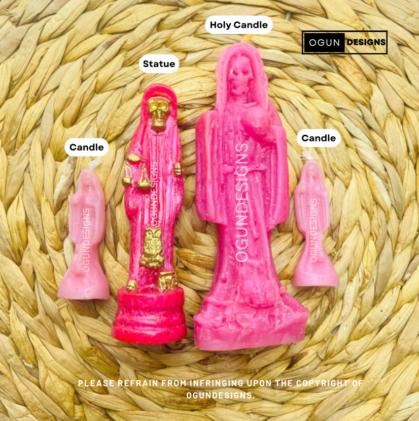 Holy Death 5" Inches Tall, Holy Death Statue & Candle Starter Kit, Protection statue, Santa Muerte 5 pulgadas, Estatua de la Santa Muerte y kit