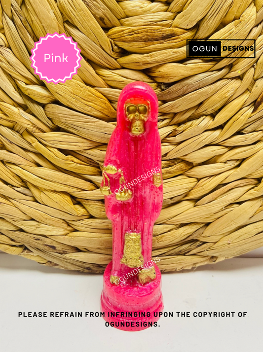 Our Mother Holy Death 5" Inches Tall, Pink Holy Death Statue, Altar and protection statue/Nuestra Señora Santa Muerte 5" Pulgadas Alto