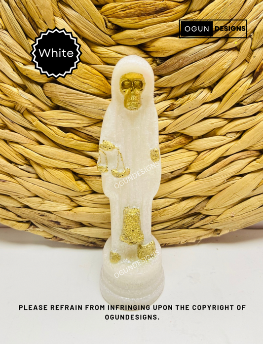 Our Mother Holy Death 5" Inches Tall, White Holy Death Statue, Altar and protection statue/Nuestra Señora Santa Muerte 5" Pulgadas Alto