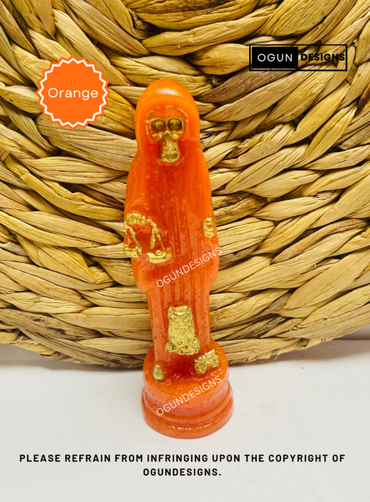 Our Mother Holy Death 5" Inches Tall, Orange Holy Death Statue, Altar and protection statue/Nuestra Señora Santa Muerte 5" Pulgadas Alto