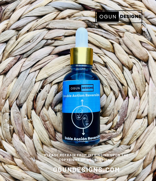 Double Action Reversible Oil, Blue&Black Reversible/Aceite Reversible de Doble Acción, Reversible Rojo y Azul