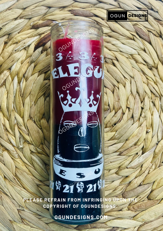 Elegua Glass Candle, Vela De Vidrio De Elegua