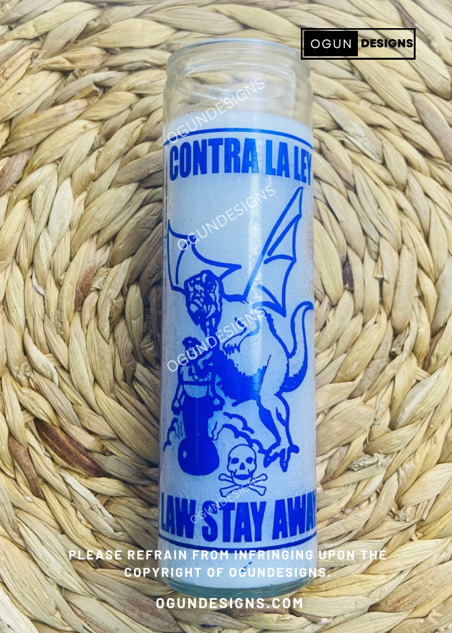 Law Stay Away Glass Candle, Vela De Contra La Ley