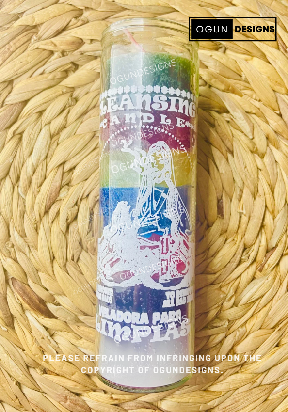 7 Color Cleansing Candle, Cleanse Witchcraft and Evil Energy, 7 colores Vela De Limpia, Limpia Brujeria, Mala Energia