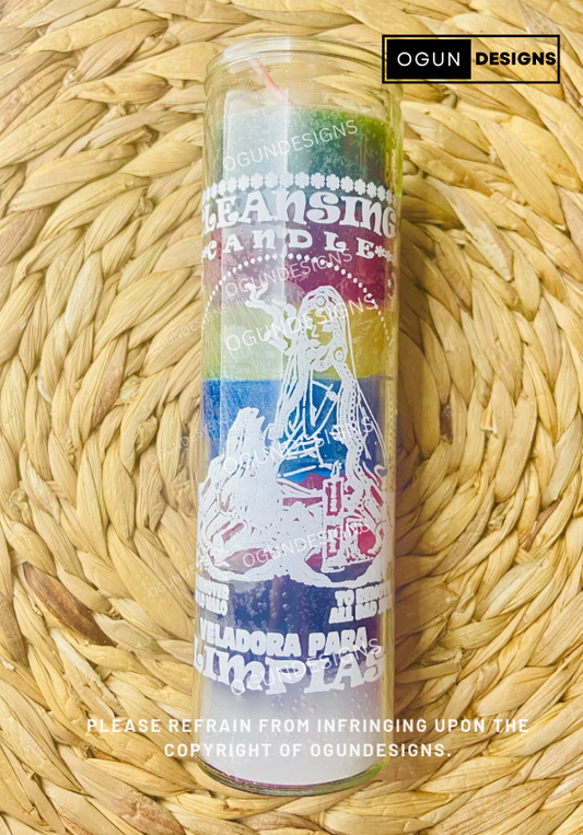 7 Color Cleansing Candle, Cleanse Witchcraft and Evil Energy, 7 colores Vela De Limpia, Limpia Brujeria, Mala Energia