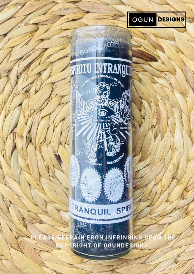Intranquil Spirit Glass Candle, Vela de Espiritu Intranquilo