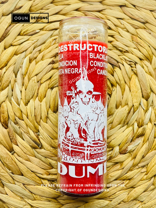 Dume Destruction Candle, Red Dume Candle, Vela De Destruccion Rojo