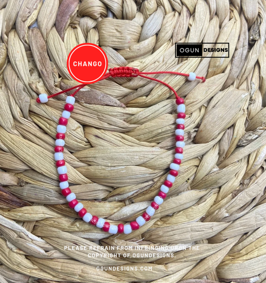 Chango Bracelet, Protection Bracelets, Chango Orisha Beaded Eleke Bracelet, Pulsera De Chango