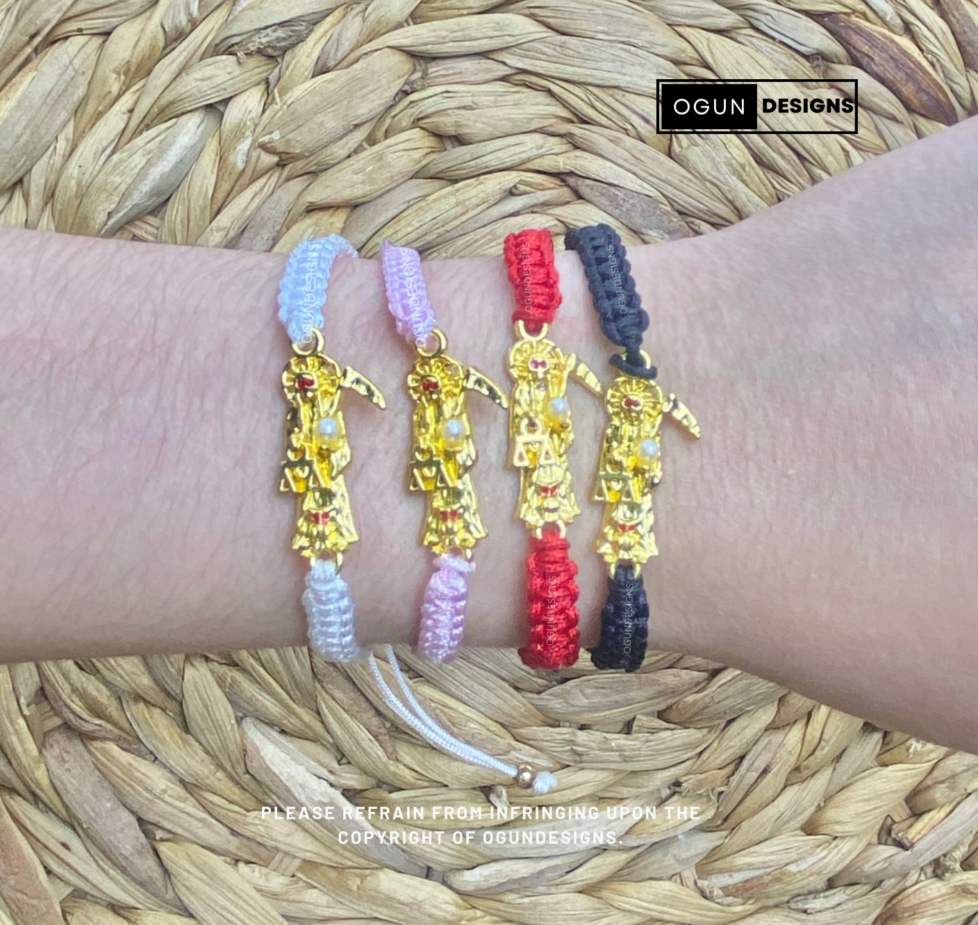 Holy Death Bracelet, Pulsera De Proteccion De La Santa Muerte, Santeria Yoruba Pulsera, Mexican Bracelet