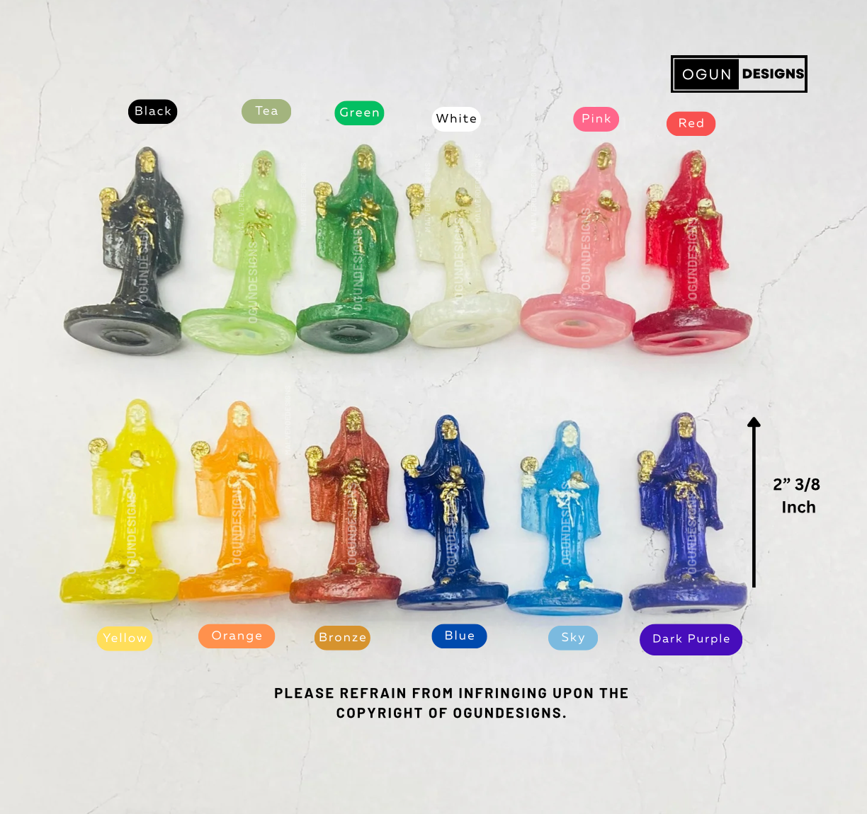 Our Mother Holy Death 2" 3/8 Inches Tall statue, Holy Death Statue, Altar and protection statue/Nuestra Señora Santa Muerte 2" 3/8 Pulgadas Alto, Estatua de la Santa Muerte