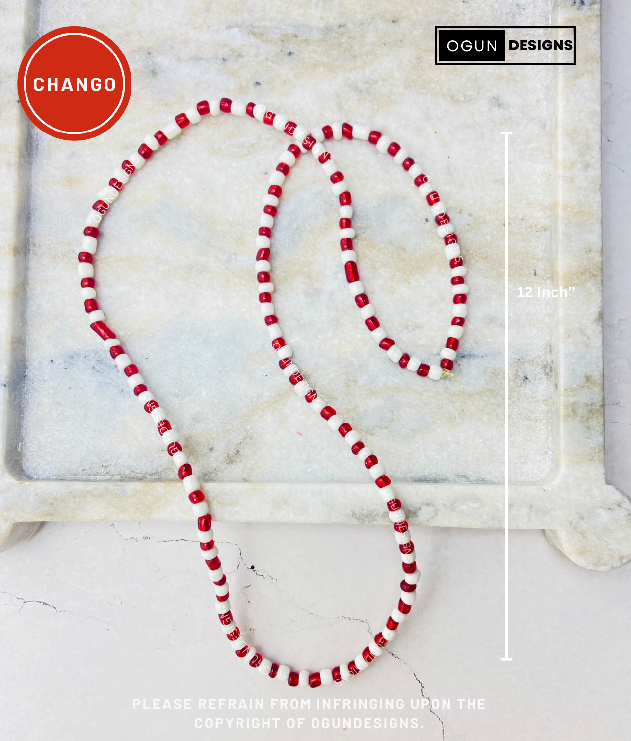 Change Orisha Santeria Yoruba Protection Necklace, Chango Eleke Necklace, Collar De Chango