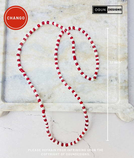 Change Orisha Santeria Yoruba Protection Necklace, Chango Eleke Necklace, Collar De Chango