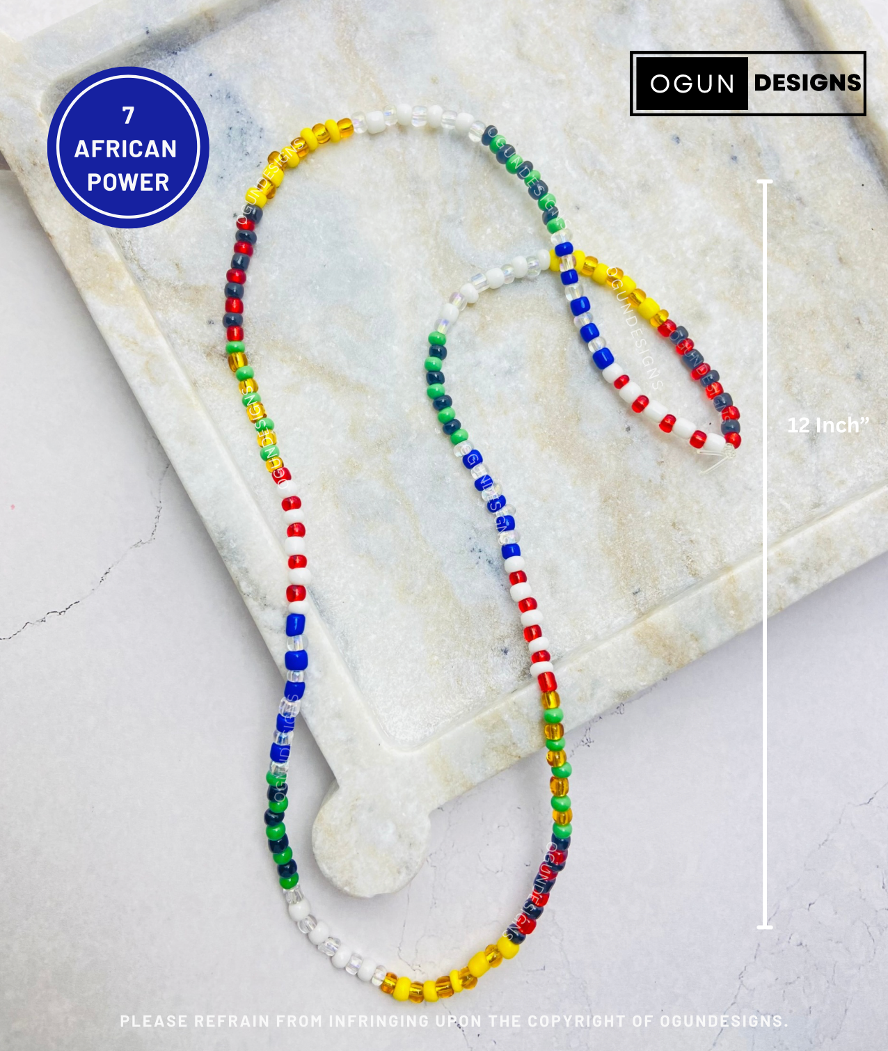 7 African Power Eleke Necklace, 7 potencias Collar, 7 Eleke Santeria Yoruba Orisha Necklace, Collar