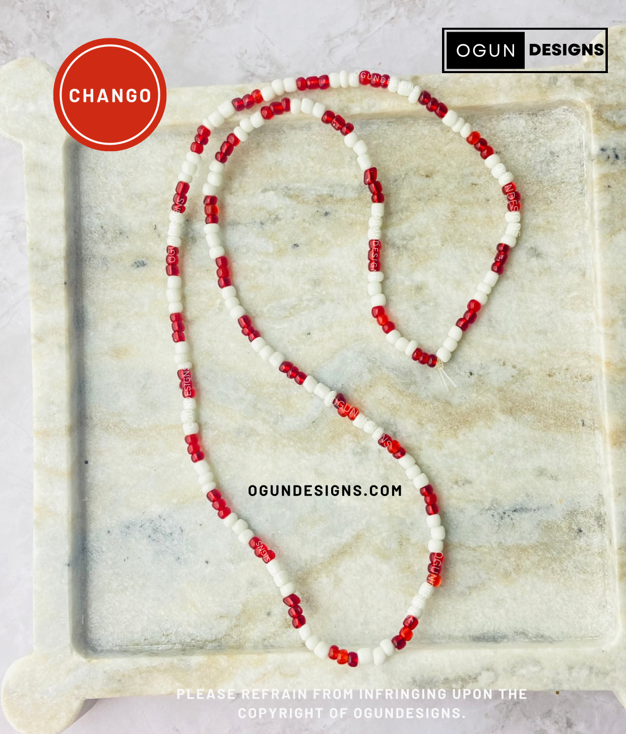 Change Orisha Santeria Yoruba Protection Necklace, Chango Eleke Necklace, Collar De Chango