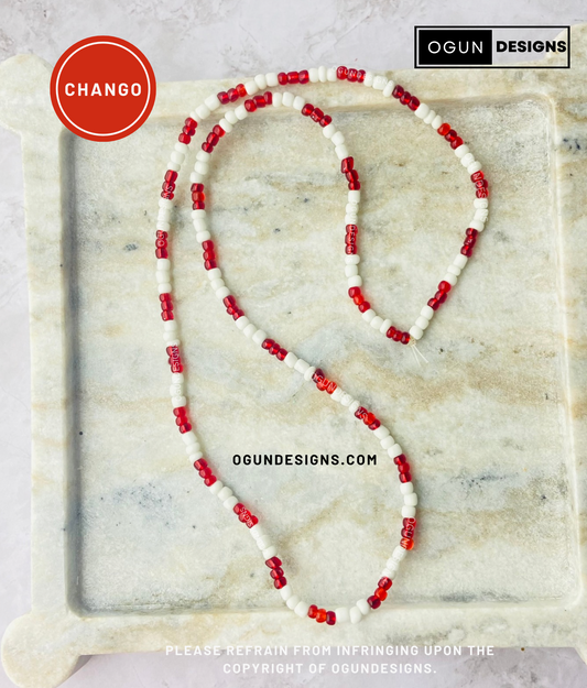 Change Orisha Santeria Yoruba Protection Necklace, Chango Eleke Necklace, Collar De Chango
