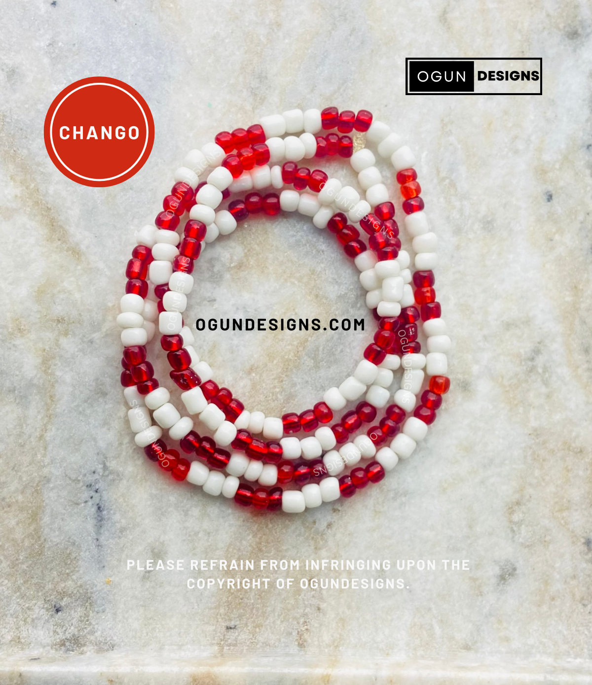 Change Orisha Santeria Yoruba Protection Necklace, Chango Eleke Necklace, Collar De Chango