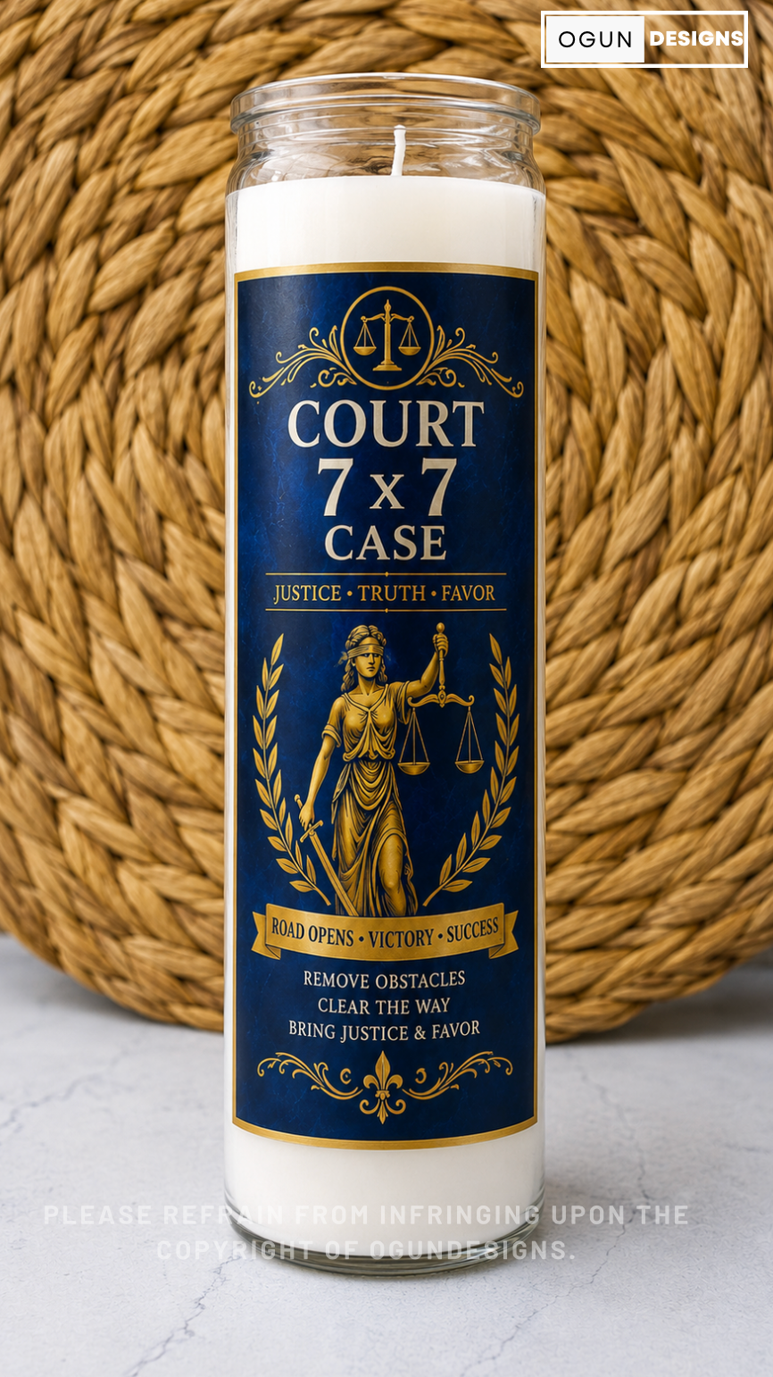 Court Candles, Court Case Candles,Court 7x7 Case,  Velas De Corte, Abre Camino para Exito, Corte 7x7