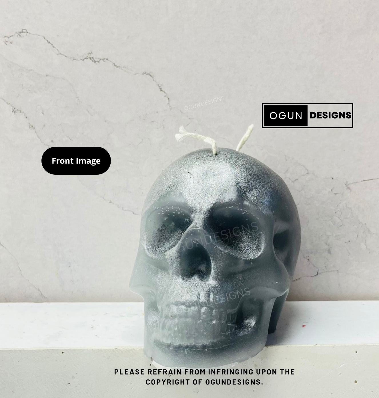 Silver Skull Candle, Skull Candles, Vela de calavera Naranja, Velas de Plata
