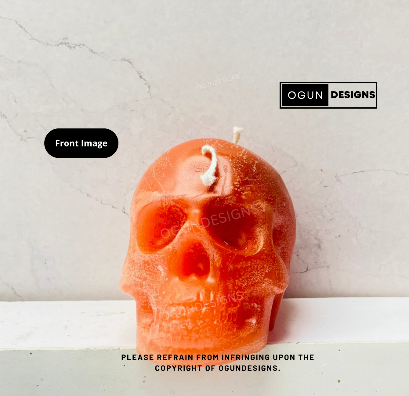 Orange Skull Candle, Skull Candles, Vela de calavera Naranja, Velas de Calavera